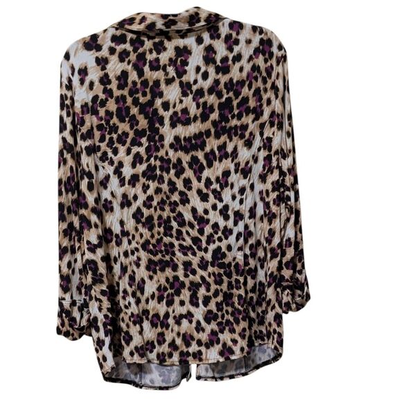 Marc Bouwer leopard print rouched blouse button blouse stretch comfort size 2X - Picture 8 of 9